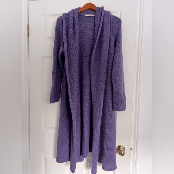 Soft Surroundings Ambrosia Alpaca Blend Midi Knit Cardigan Sweater Purple S - Picture 1 of 5